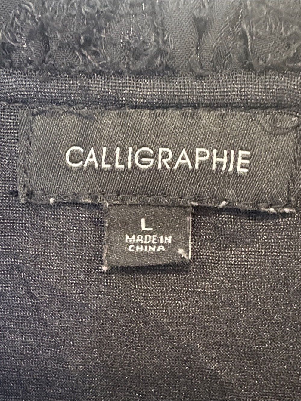 Calligraphie Black Sheer Ruffle-Trim Button-Front Blouse - Picture 2 of 4